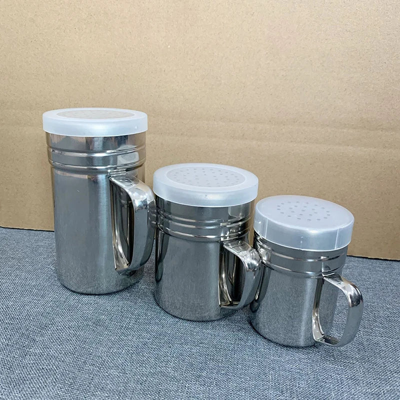 Edelstahl Gewürzstreuer mit Griff für Pfeffer Salz Zucker Küche