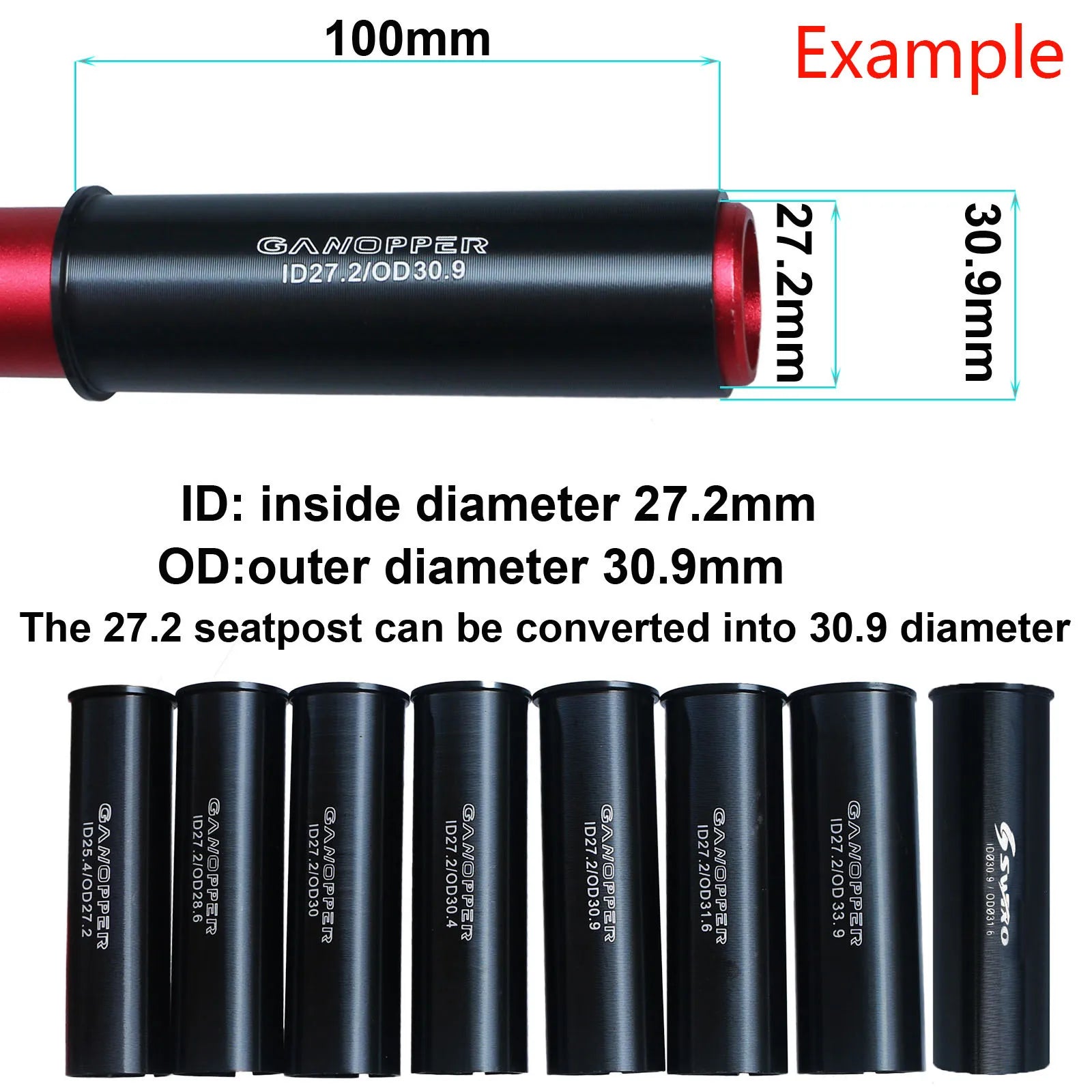 Fahrrad Sattelstütze Adapter 22,2 bis 36 mm - GANOPPER-Yabubest - Home & More