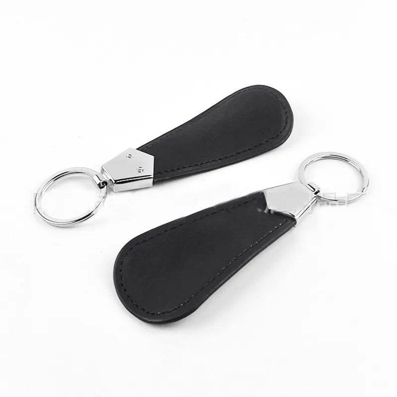 10cm Mini Schuhlöffel aus Edelstahl mit Faux Leder Schlüsselanhänger