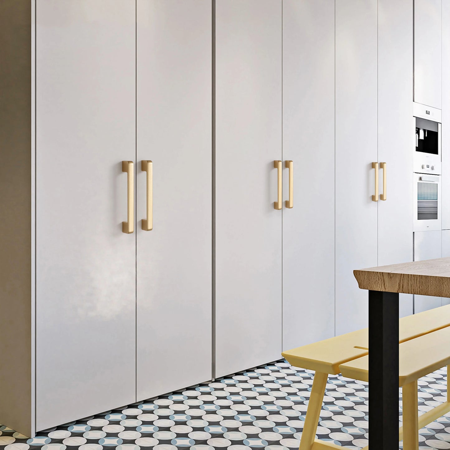 Mattgoldener Aluminium Möbelgriff 96-192mm Modern - Robust