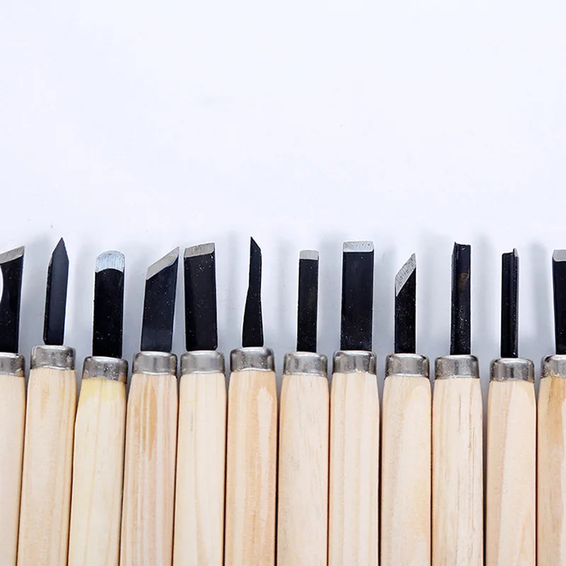 12-teiliges Profi Holz Carving Meißel Set mit ergonomischen Holzgriffen