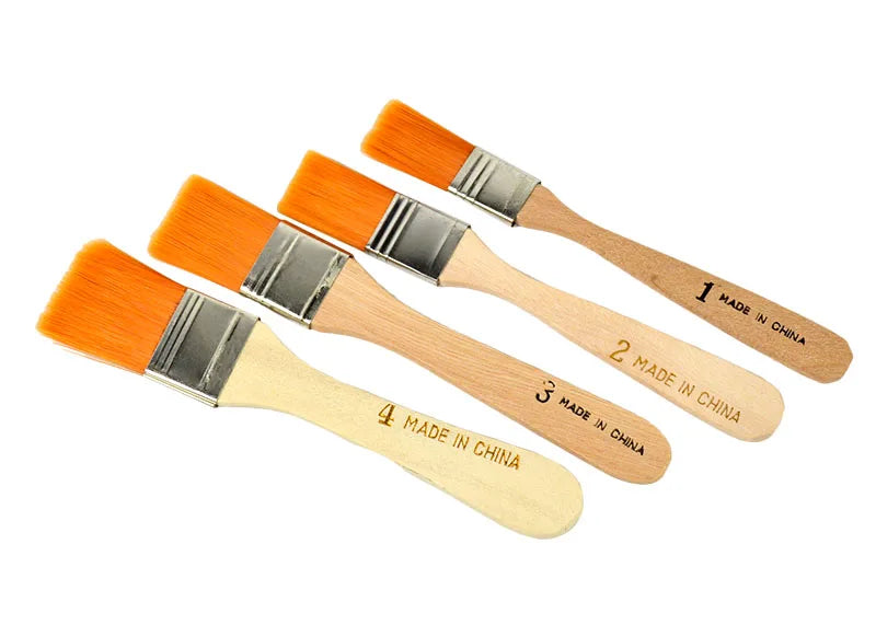 4-teiliges Nylonhaar-Pinsel-Set mit Holzgriff für Acryl- und Ölgemälde