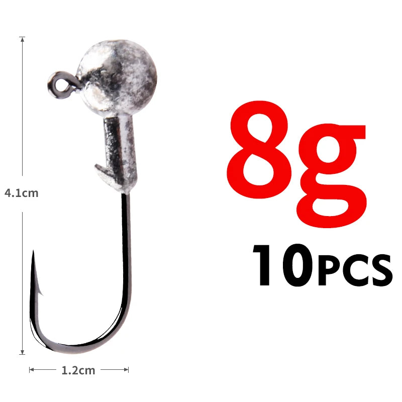 Jigkopf Angelhaken High Carbon Stahl 1g bis 22g für Hechtangeln