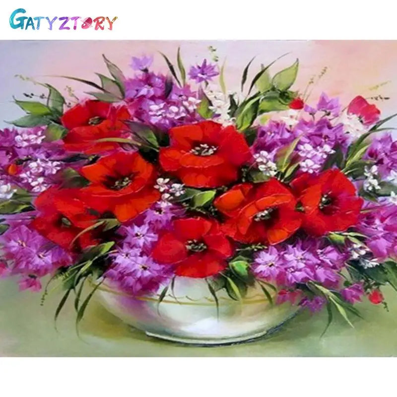 Gatyztory 40x50cm Ölgemälde durch Zahlen Blumen Leinwand