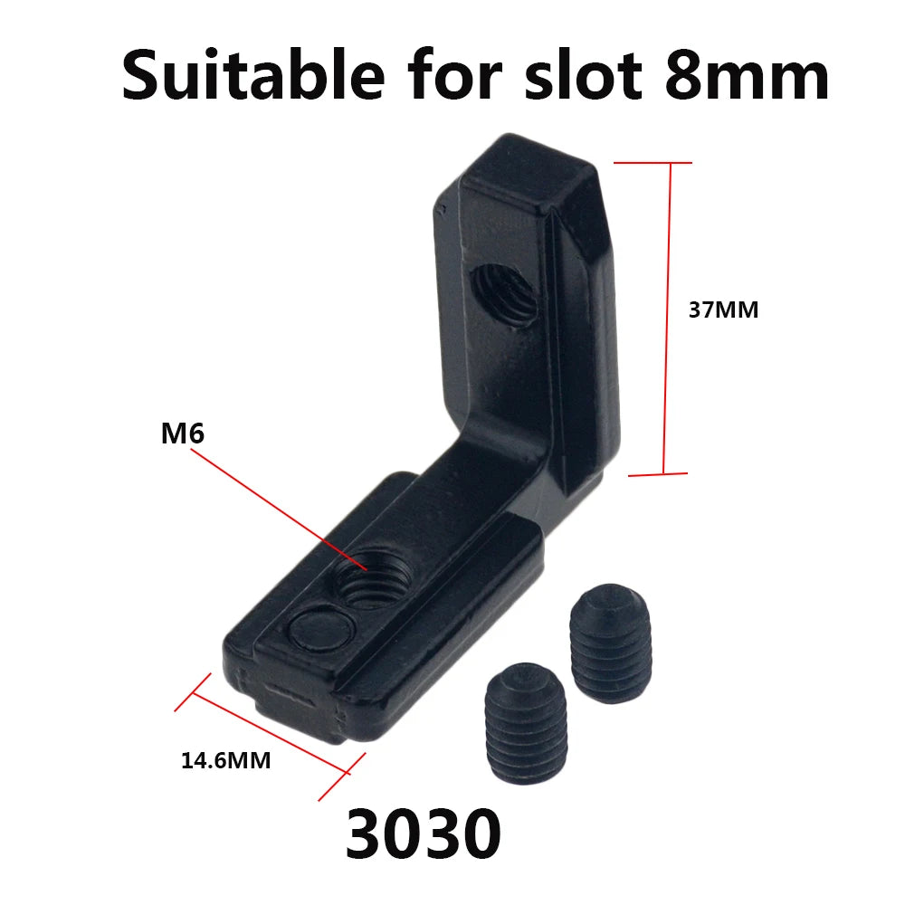 10x L-Form Eckverbinder Schwarz mit Schrauben für Alu Profile (2020, 3030, 4040)