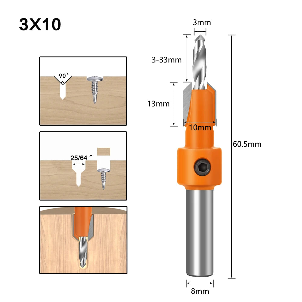 HSS Senker Router Bit mit 8mm Schaft für präzise Holzbearbeitung