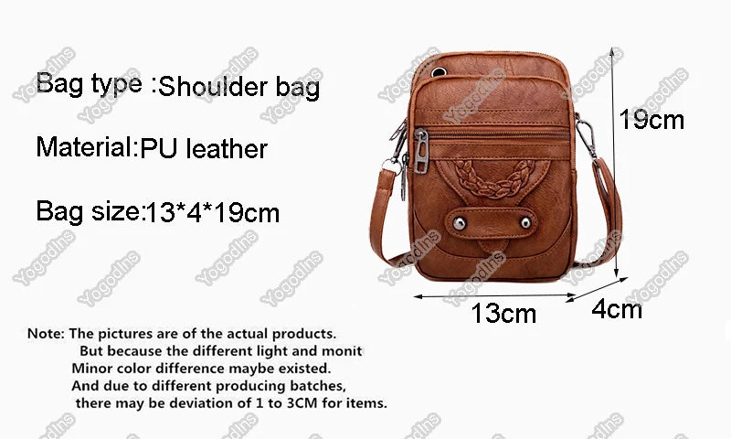 Vintage PU Leder Umhängetasche für Frauen kleine Crossbody Tasche