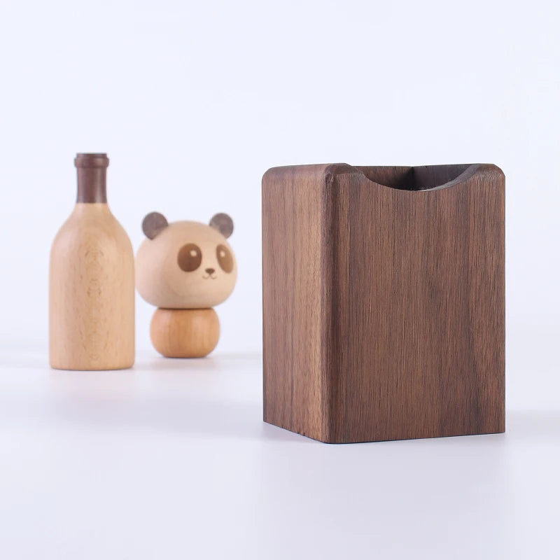 Massiver Holz Stifthalter quadratisch Retro Schreibtisch Organizer Box