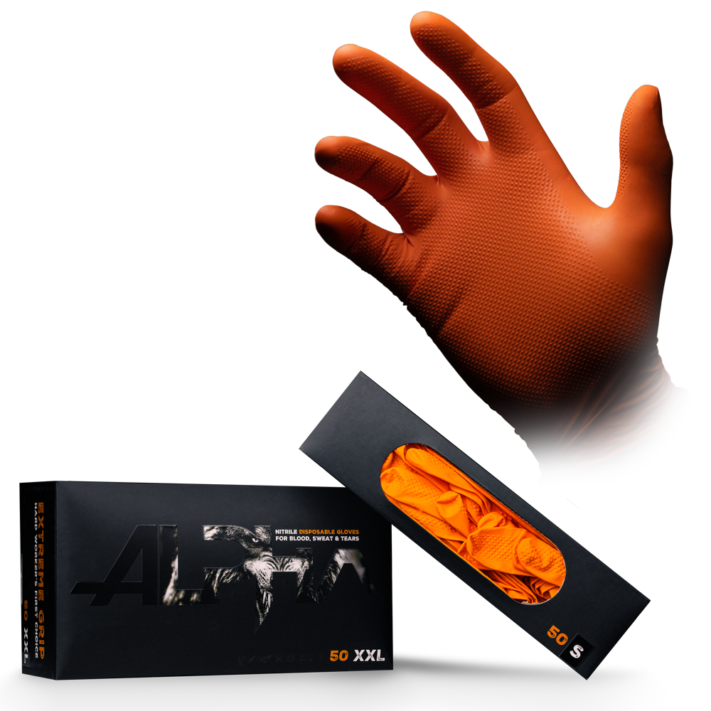 High Grip Einweghandschuhe Nitril Orange, optimaler Schutz