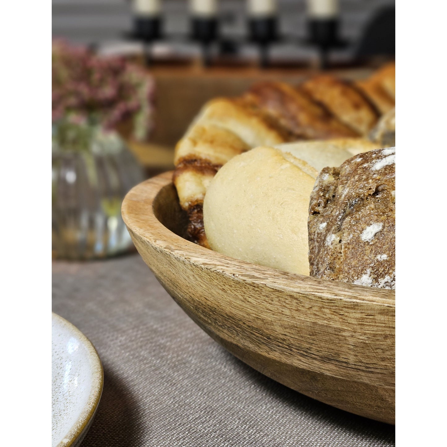 Holzschale Mango Holz Schale Dekoschale Brotschale Mangoholz Ø 38 cm