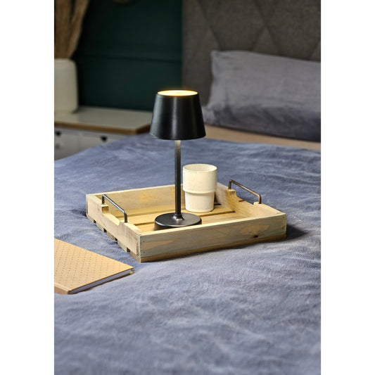 Dekotablett Serviertablett Holztablett braun 30 cm cm Holz Metallgriff dekorativ 2er Set