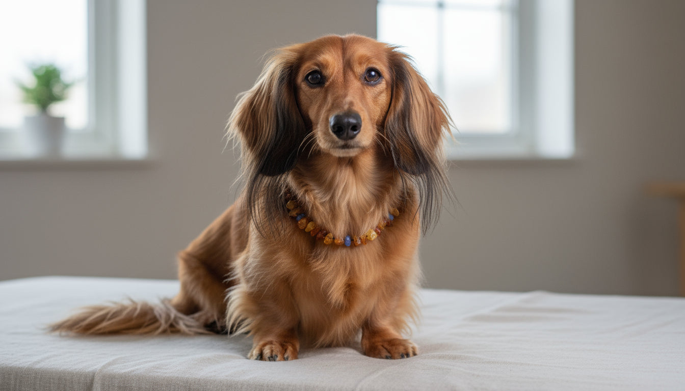 Exklusive Hunde Bernsteinkette mit Blauquarz – Natürlich & Elegant