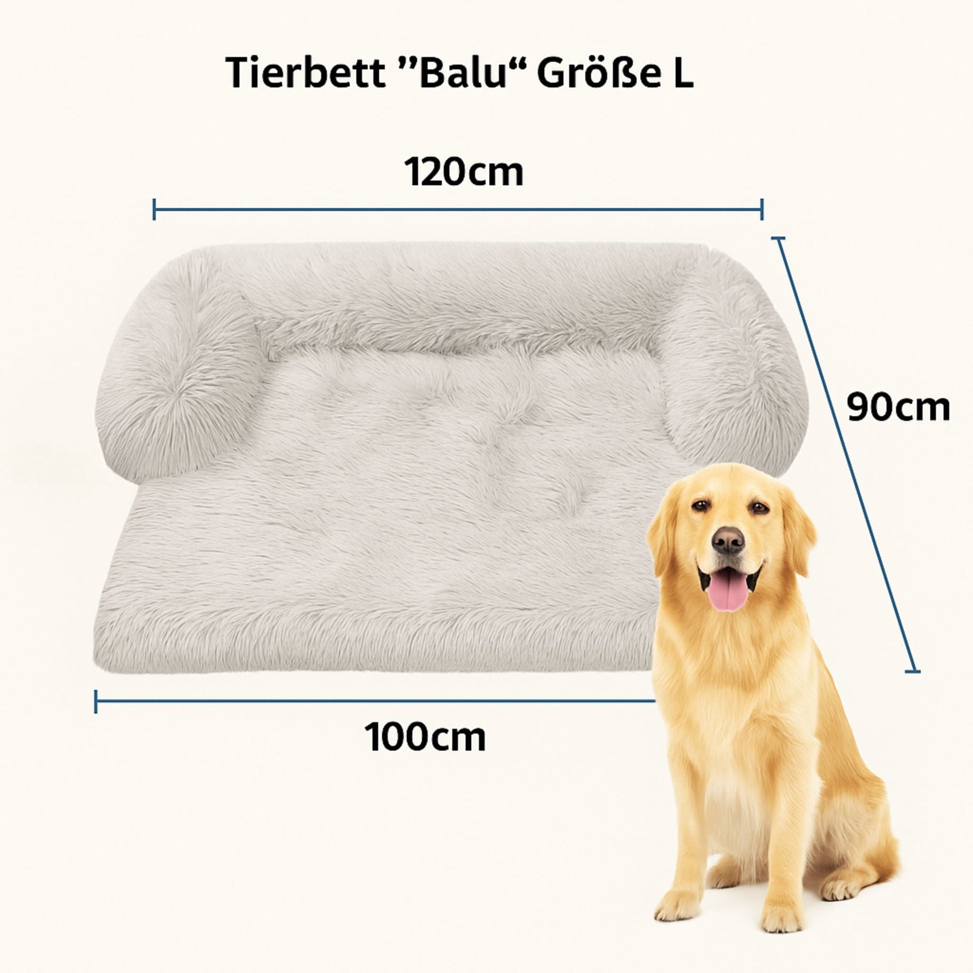 Hundebett "Balu" kuschelig weiche & waschbare Auflage – mit hohem Rand für Auto & Sofa