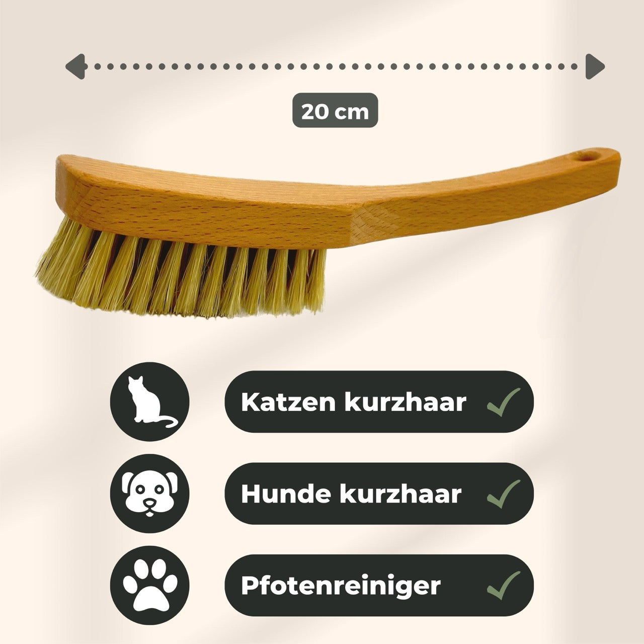 Sanfte Naturborsten Bürste für Kurzhaar Hunde und Katzen-Grünschloss