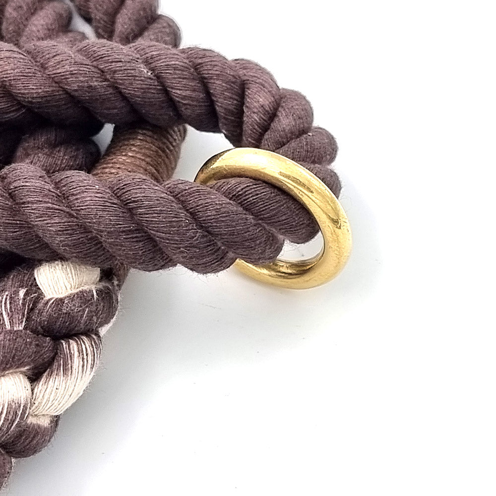Gedrehte Baumwoll Hundeleine mit Messingkarabiner und Zubehörring