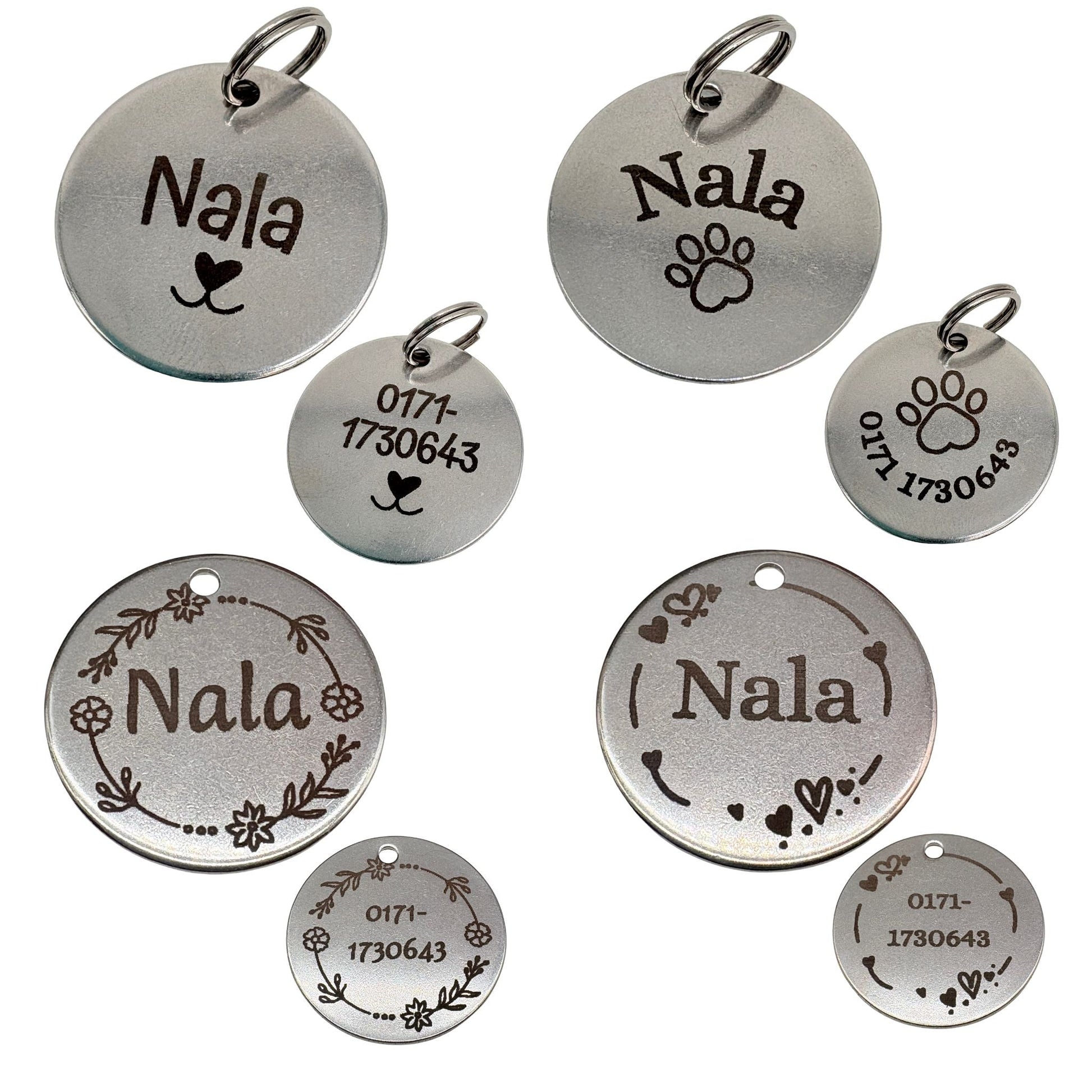 Edelstahl Hundemarke 25mm mit beidseitiger Gravur und Ring