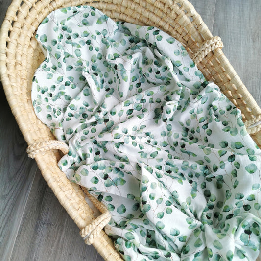 Leichtes Musselintuch aus Bio Baumwolle in Eukalyptus