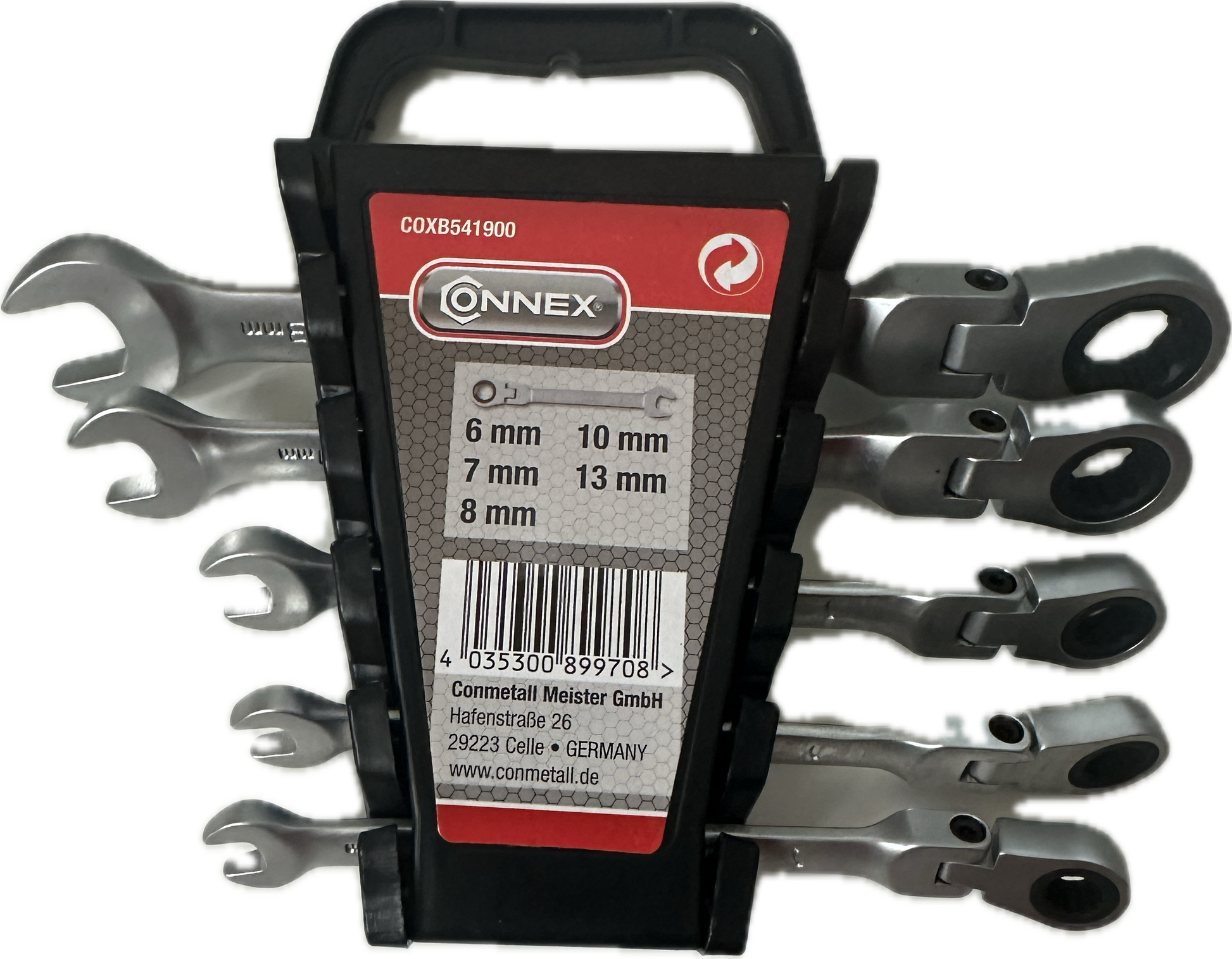 Gelenkratschengabelschlüssel 5-teilig mit flexiblem Ratschenkopf-HEIMWERKA