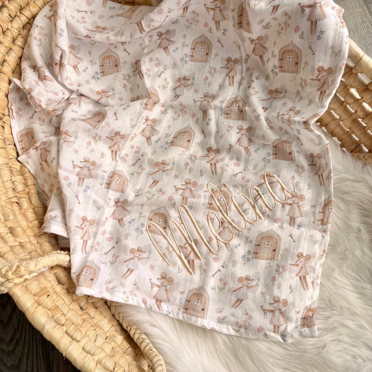 Leichtes Musselintuch aus Baumwolle für Kinderwagen und Autositz