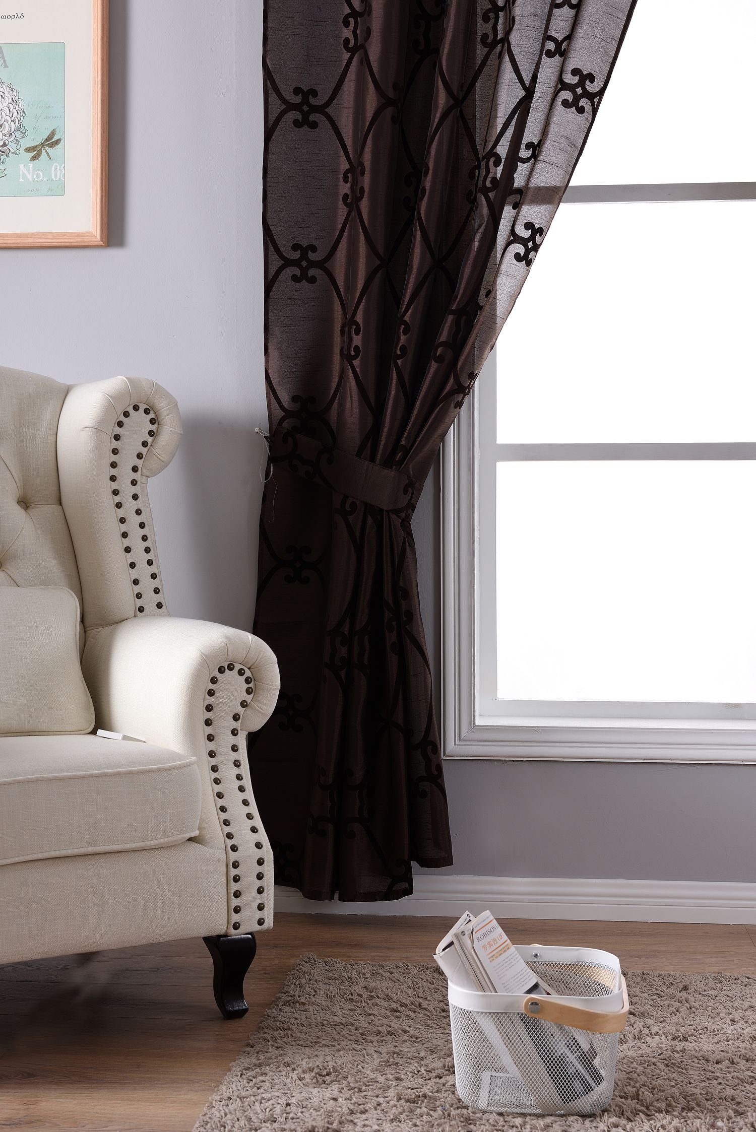 Vorhang Wildseide Optik blickdicht Flockfasern Deko gemustert, blickdicht mit verdecktem Schlaufenband 20200-20210-gardinenbox.de