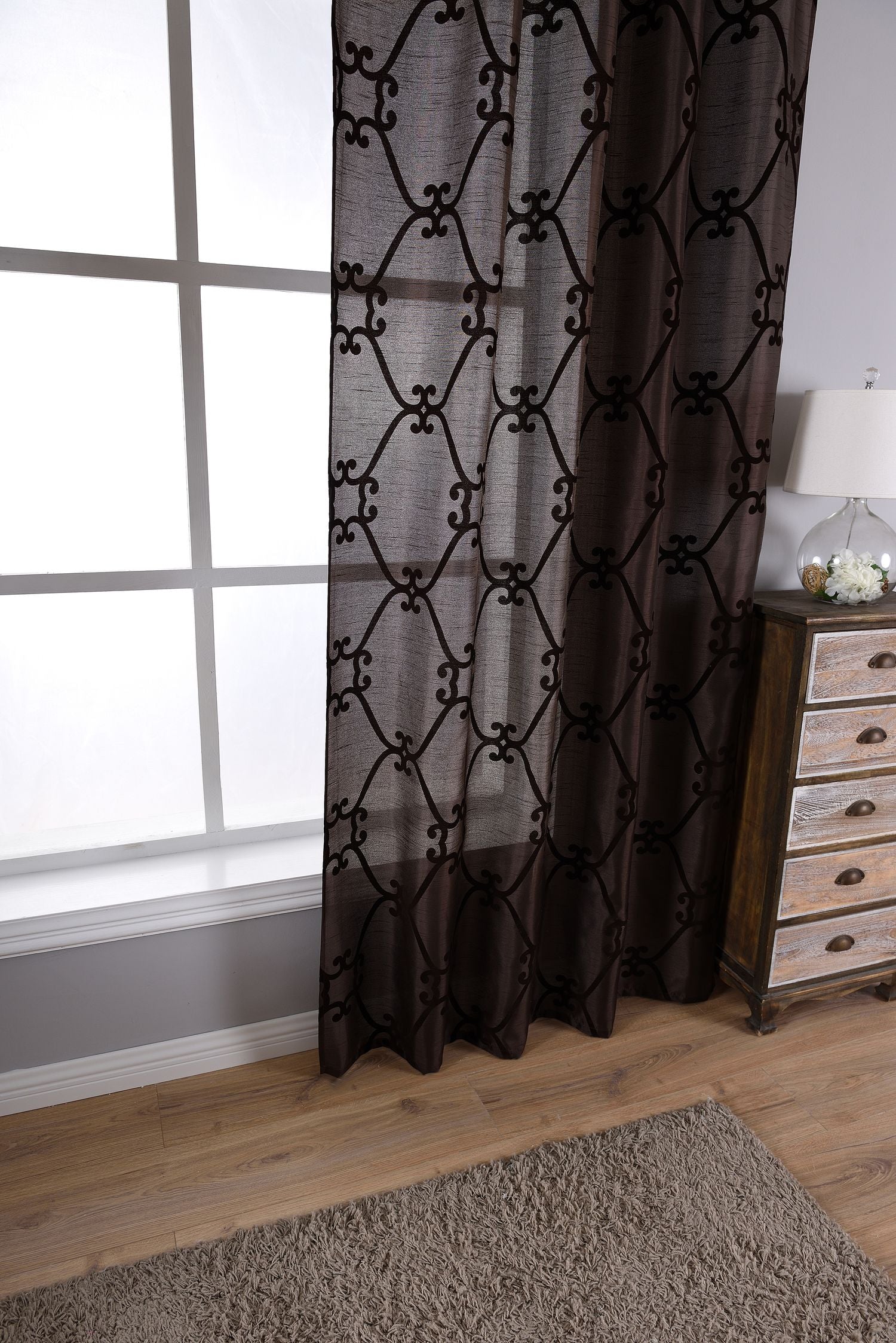 Vorhang Wildseide Optik blickdicht Flockfasern Deko gemustert, blickdicht mit verdecktem Schlaufenband 20200-20210-gardinenbox.de