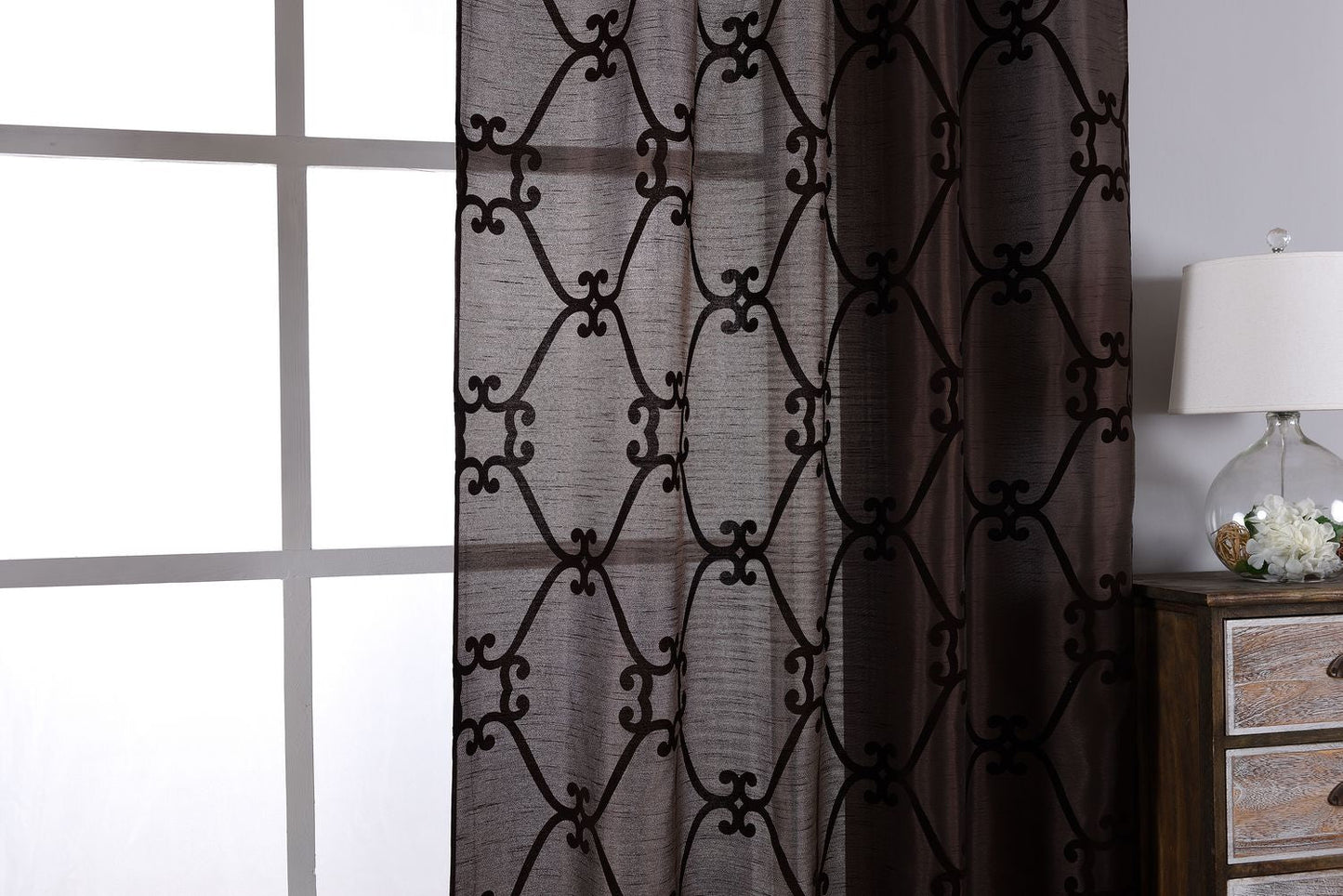 Vorhang Wildseide Optik blickdicht Flockfasern Deko gemustert, blickdicht mit verdecktem Schlaufenband 20200-20210-gardinenbox.de