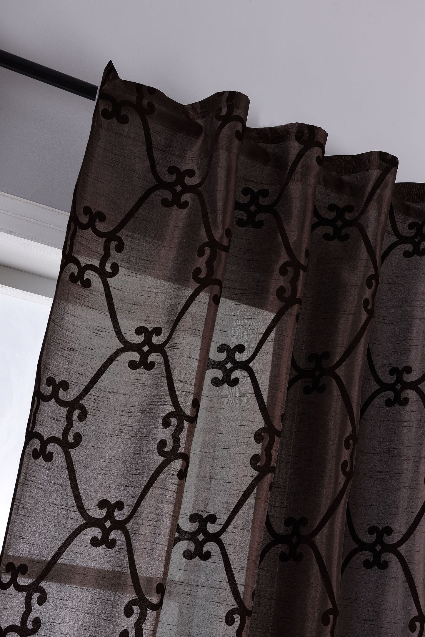 Vorhang Wildseide Optik blickdicht Flockfasern Deko gemustert, blickdicht mit verdecktem Schlaufenband 20200-20210-gardinenbox.de