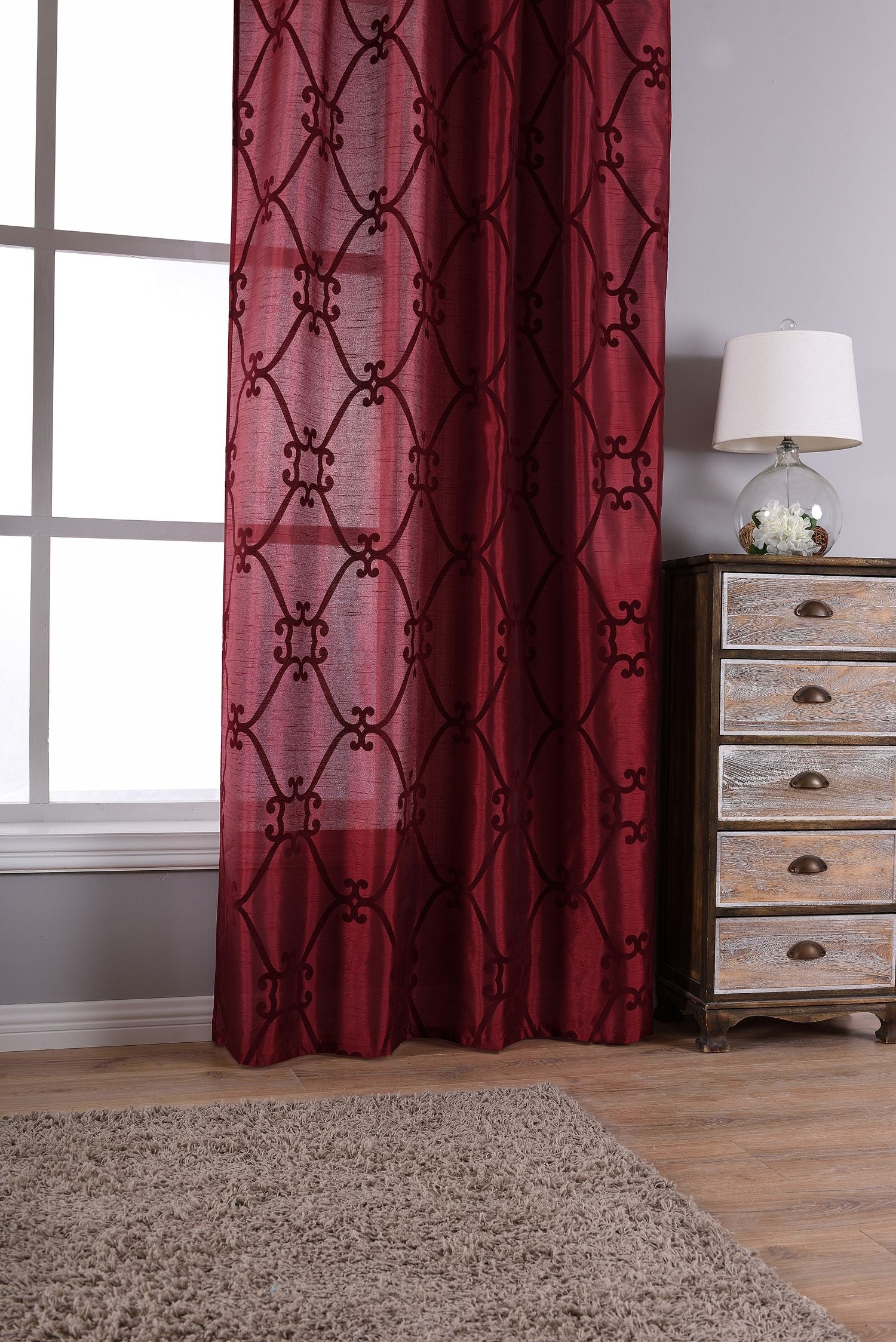 Vorhang Wildseide Optik blickdicht Flockfasern Deko gemustert, blickdicht mit verdecktem Schlaufenband 20200-20210-gardinenbox.de