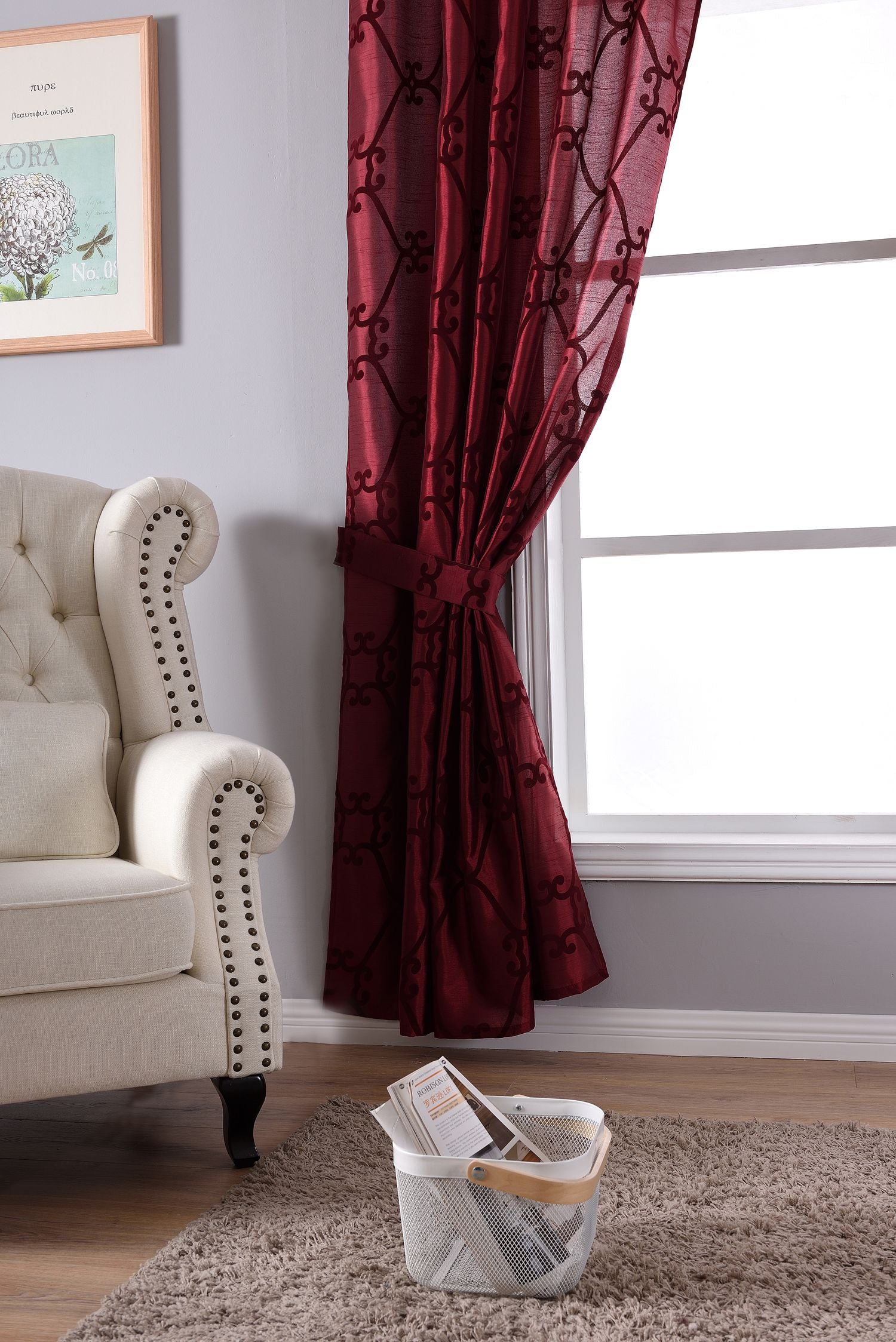 Vorhang Wildseide Optik blickdicht Flockfasern Deko gemustert, blickdicht mit verdecktem Schlaufenband 20200-20210-gardinenbox.de