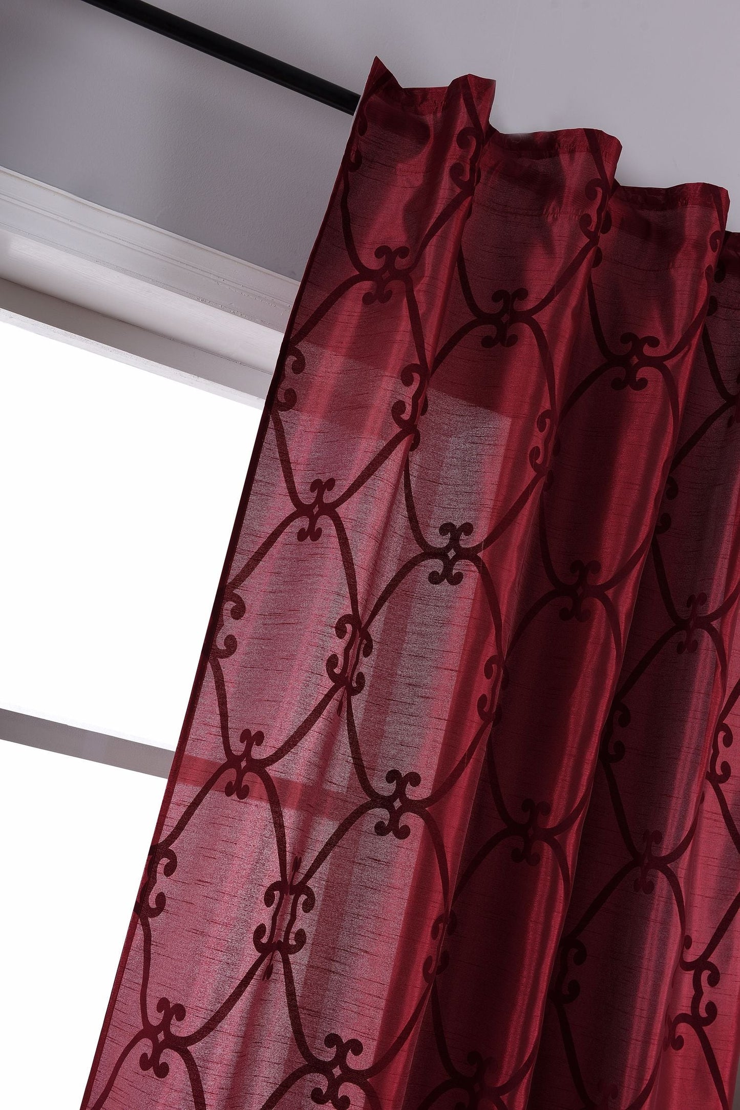 Vorhang Wildseide Optik blickdicht Flockfasern Deko gemustert, blickdicht mit verdecktem Schlaufenband 20200-20210-gardinenbox.de