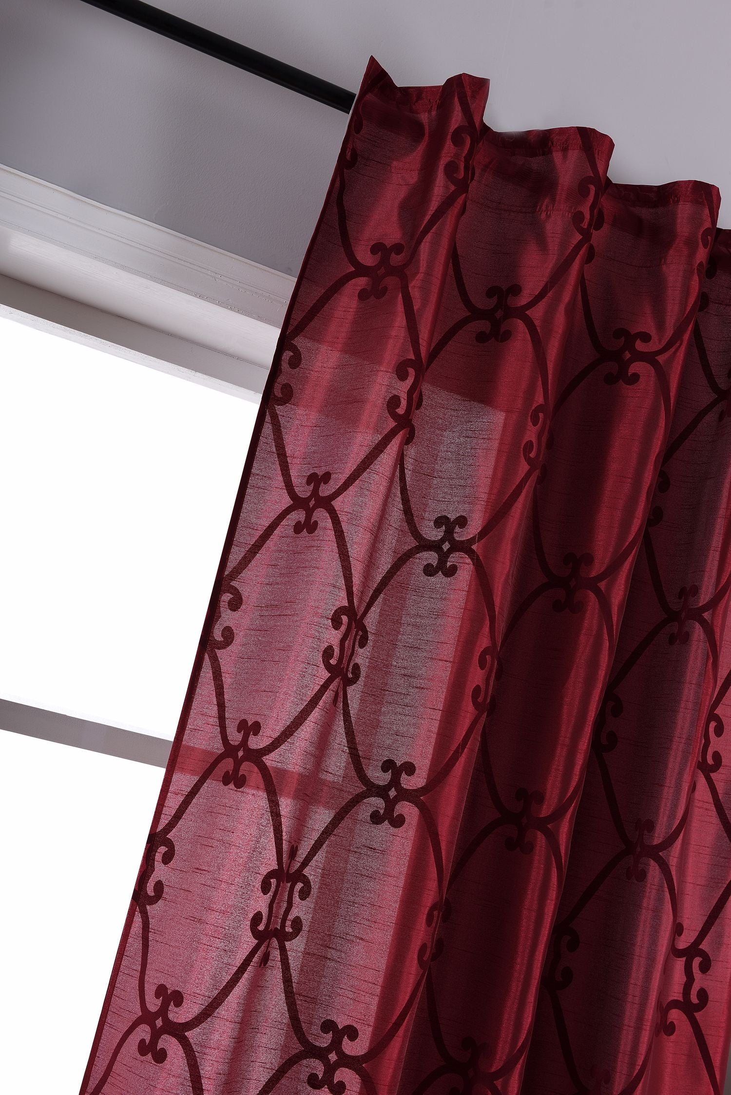 Vorhang Wildseide Optik blickdicht Flockfasern Deko gemustert, blickdicht mit verdecktem Schlaufenband 20200-20210-gardinenbox.de