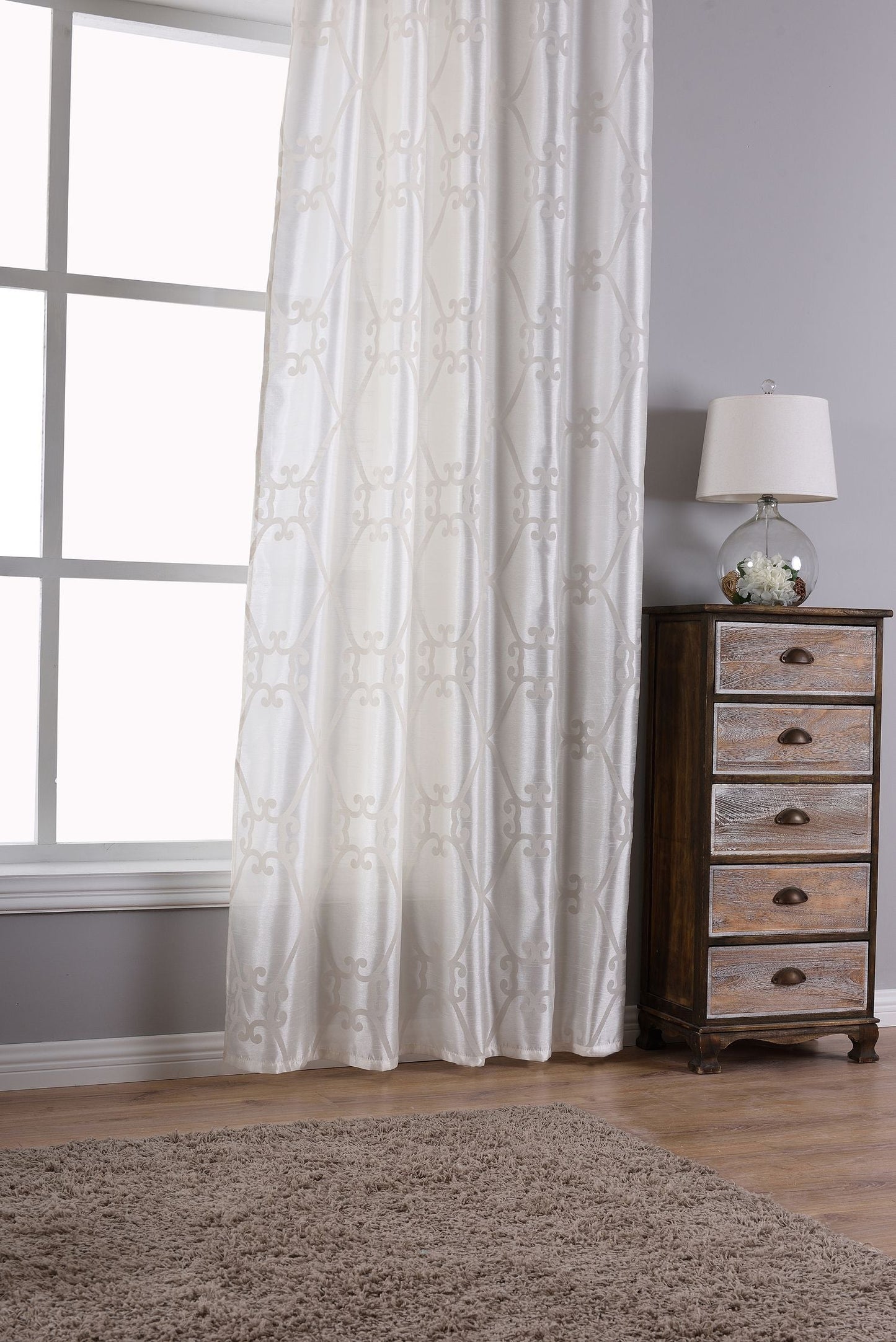 Vorhang Wildseide Optik blickdicht Flockfasern Deko gemustert, blickdicht mit verdecktem Schlaufenband 20200-20210-gardinenbox.de