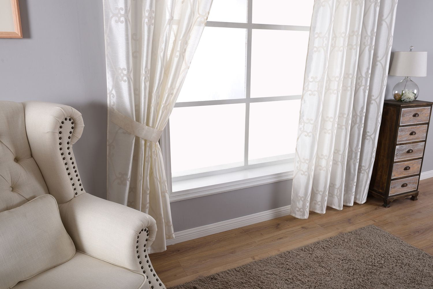 Vorhang Wildseide Optik blickdicht Flockfasern Deko gemustert, blickdicht mit verdecktem Schlaufenband 20200-20210-gardinenbox.de