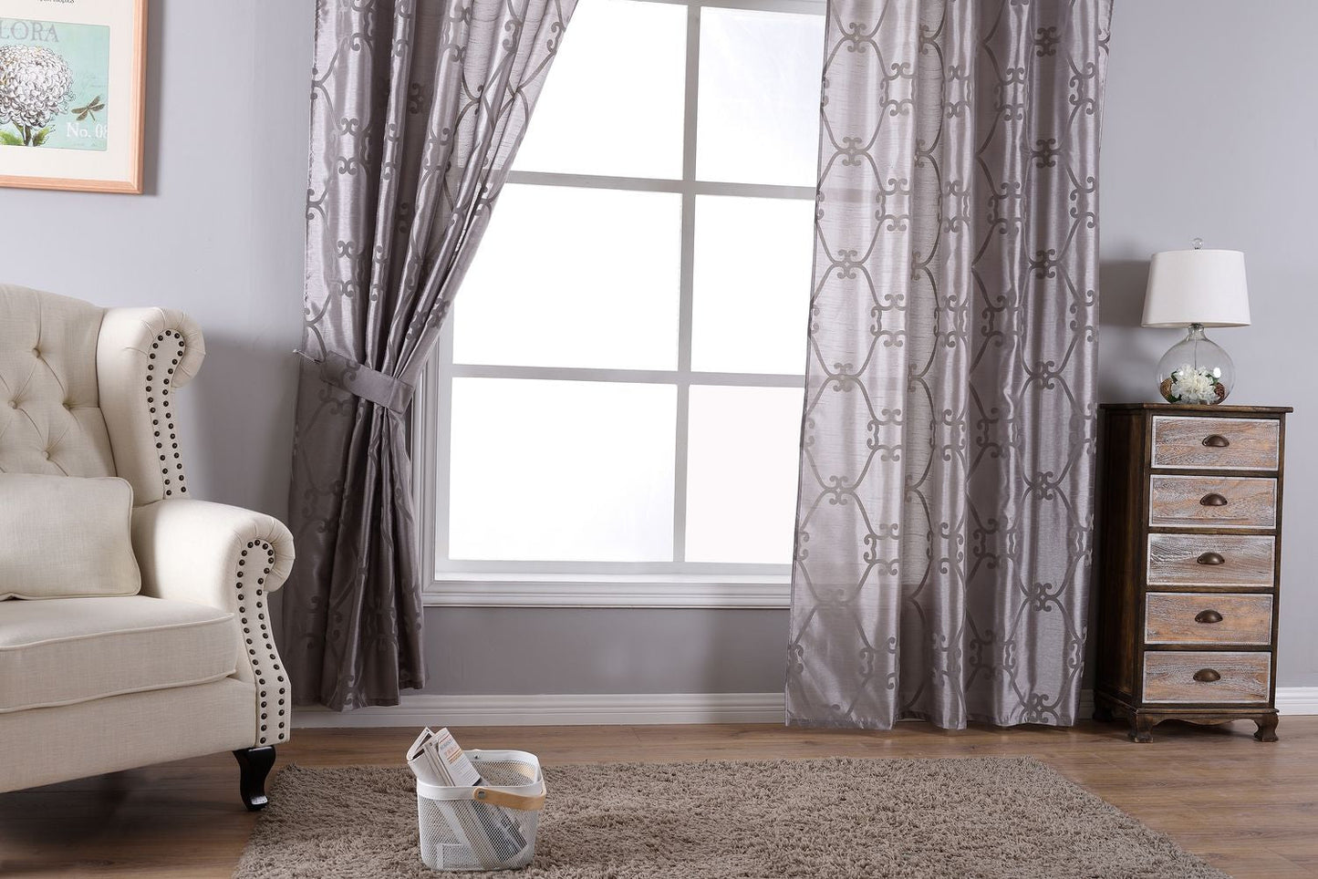 Vorhang Wildseide Optik blickdicht Flockfasern Deko gemustert, blickdicht mit verdecktem Schlaufenband 20200-20210-gardinenbox.de