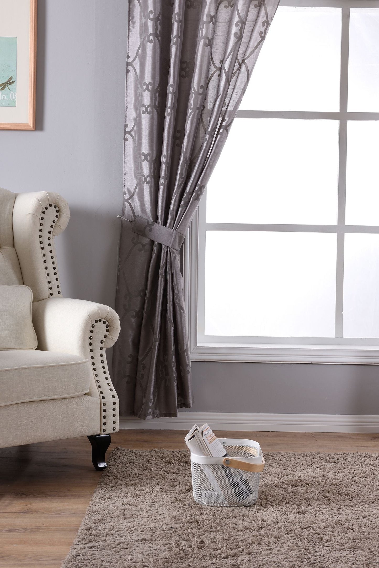 Vorhang Wildseide Optik blickdicht Flockfasern Deko gemustert, blickdicht mit verdecktem Schlaufenband 20200-20210-gardinenbox.de