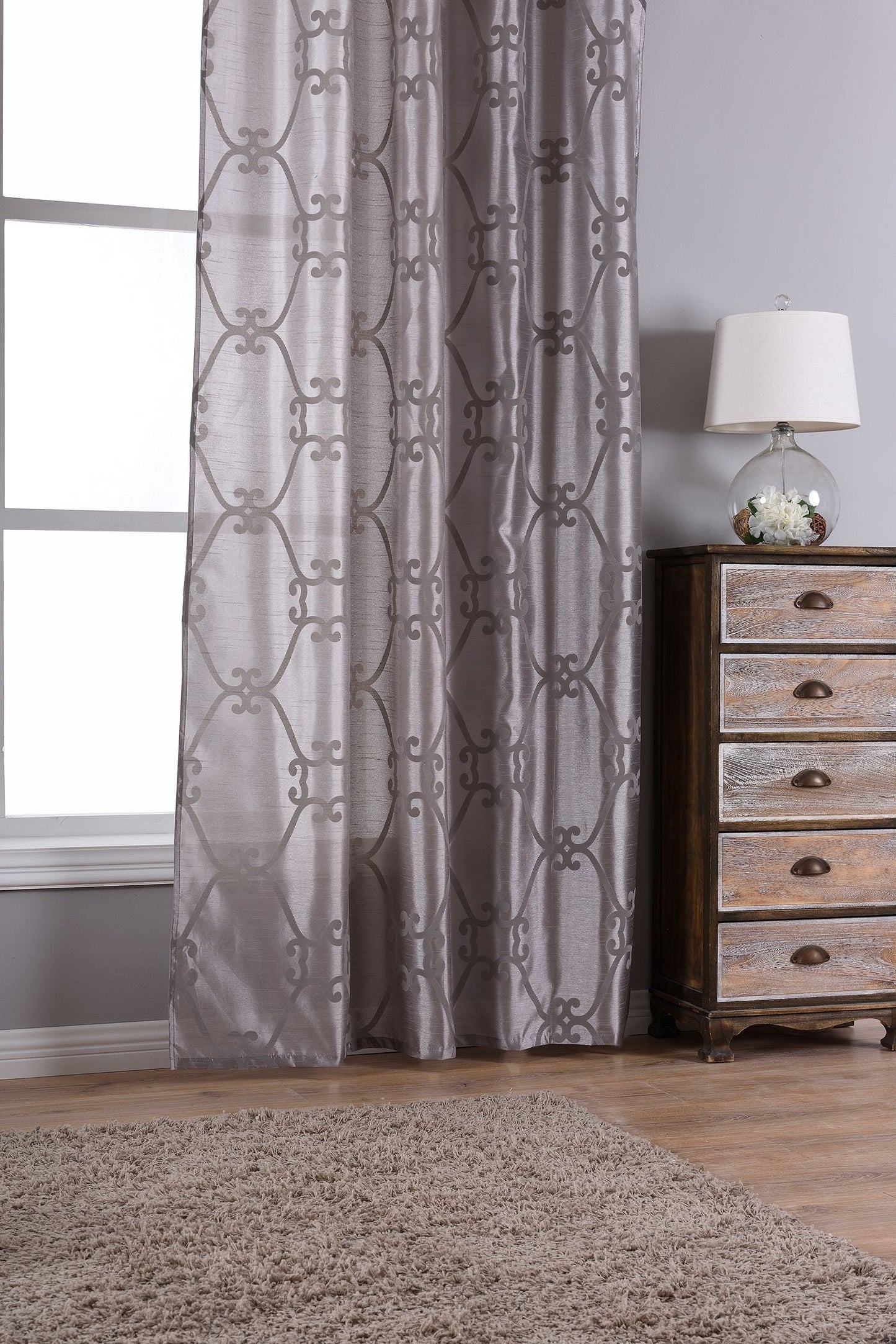 Vorhang Wildseide Optik blickdicht Flockfasern Deko gemustert, blickdicht mit verdecktem Schlaufenband 20200-20210-gardinenbox.de