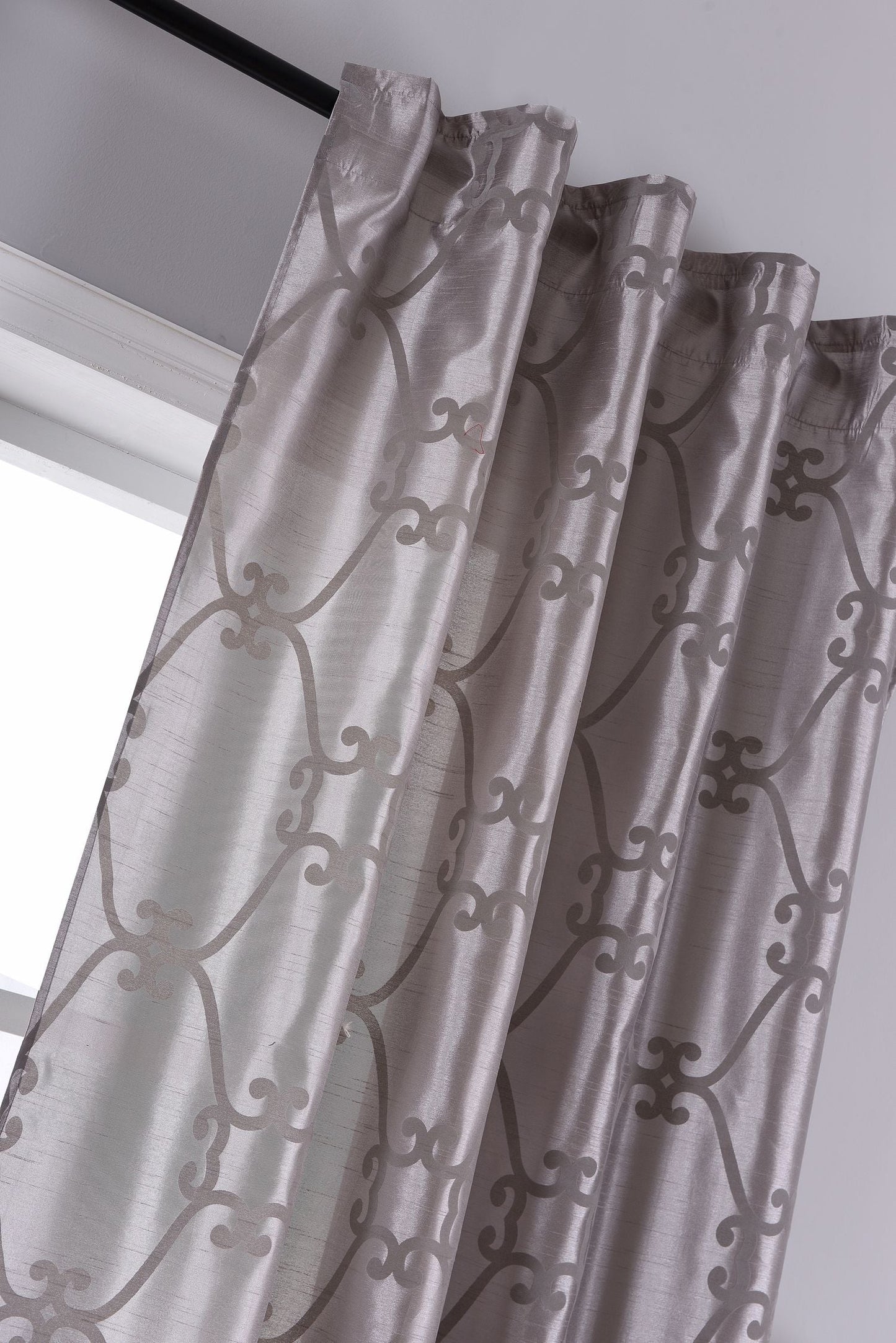 Vorhang Wildseide Optik blickdicht Flockfasern Deko gemustert, blickdicht mit verdecktem Schlaufenband 20200-20210-gardinenbox.de