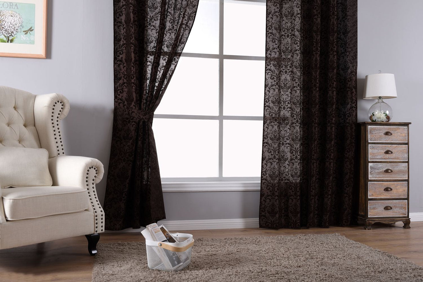 Vorhang Wildseide Optik blickdicht Flockfasern Deko gemustert, blickdicht mit verdecktem Schlaufenband 20200-20210-gardinenbox.de