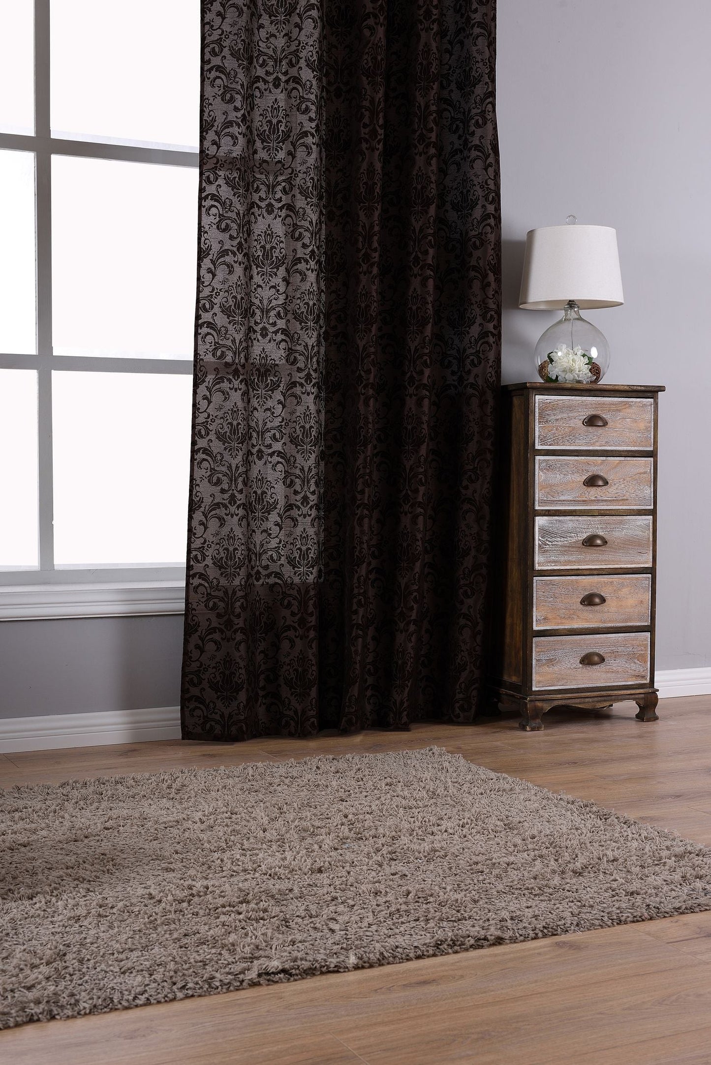 Vorhang Wildseide Optik blickdicht Flockfasern Deko gemustert, blickdicht mit verdecktem Schlaufenband 20200-20210-gardinenbox.de