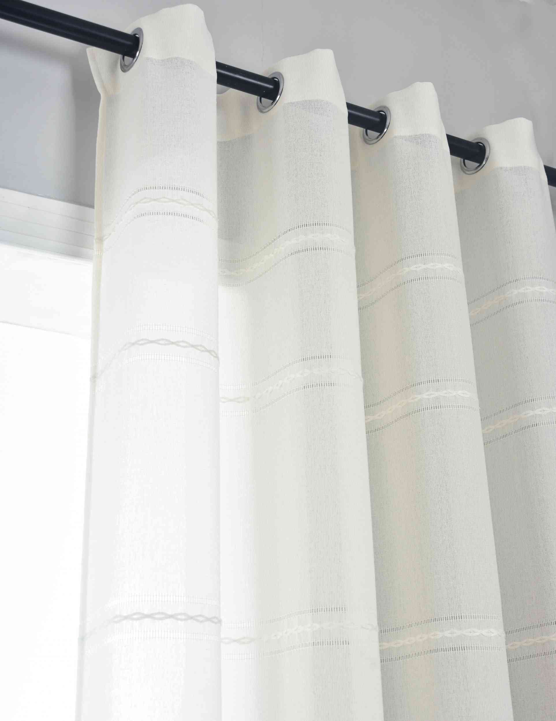 Halbtransparente Gardine mit Ösen »Leipzig« Kettenmuster lichtdurchlässig elegante Struktur 202450-gardinenbox.de