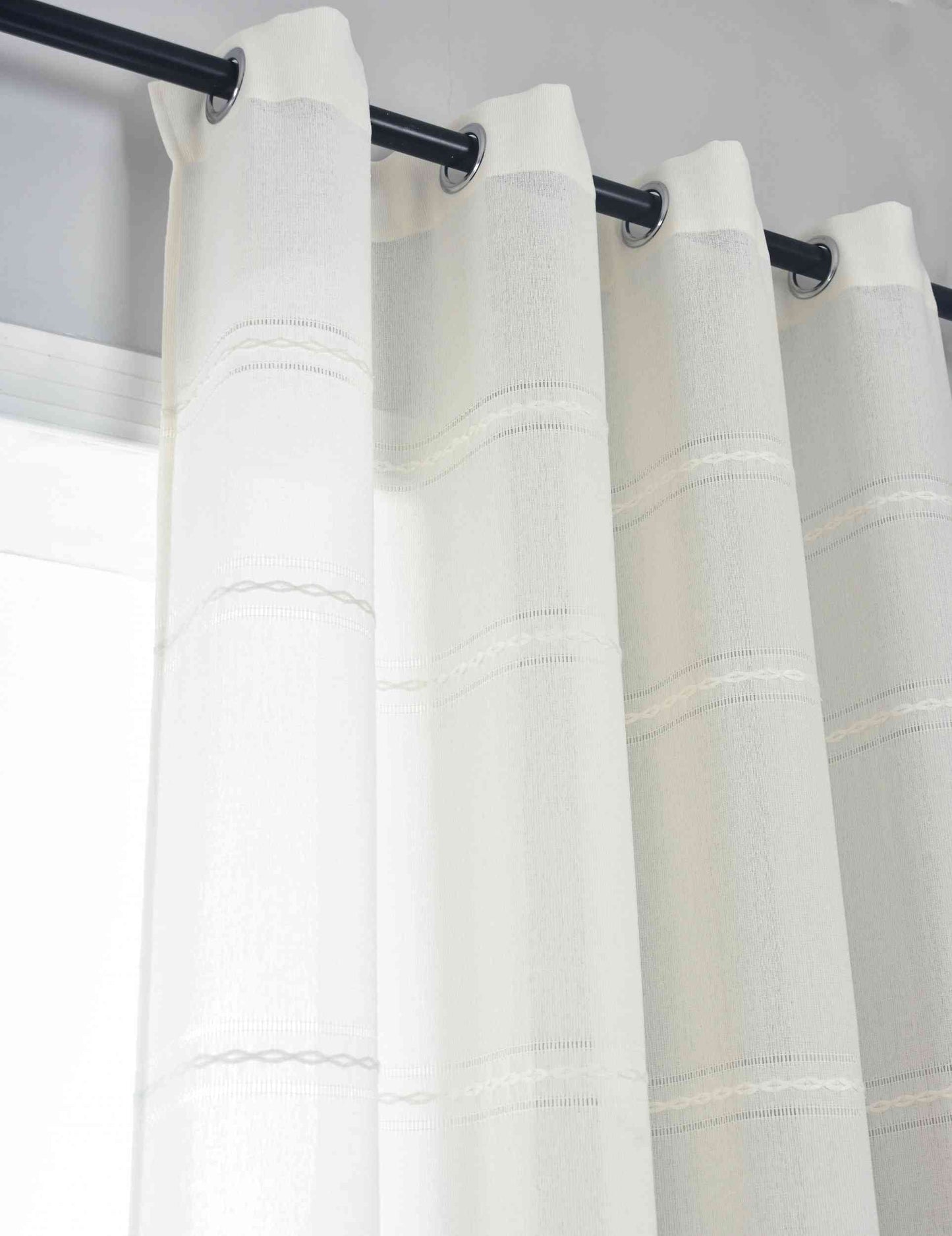 2er Set Halbtransparente Gardinen mit Ösen »Leipzig« Kettenmuster lichtdurchlässig elegante Struktur 202450-2-gardinenbox.de