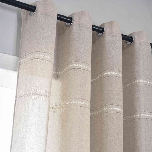 Halbtransparente Gardine mit Ösen »Leipzig« Kettenmuster lichtdurchlässig elegante Struktur 202450-gardinenbox.de