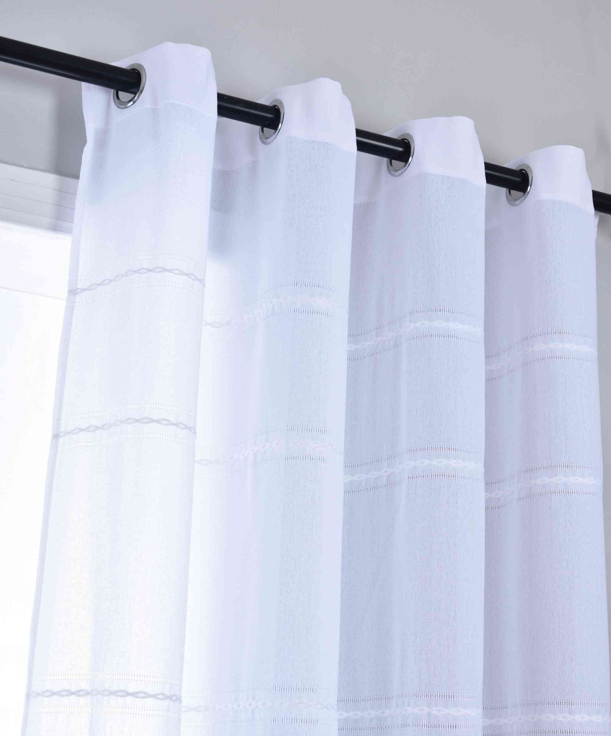 2er Set Halbtransparente Gardinen mit Ösen »Leipzig« Kettenmuster lichtdurchlässig elegante Struktur 202450-2-gardinenbox.de