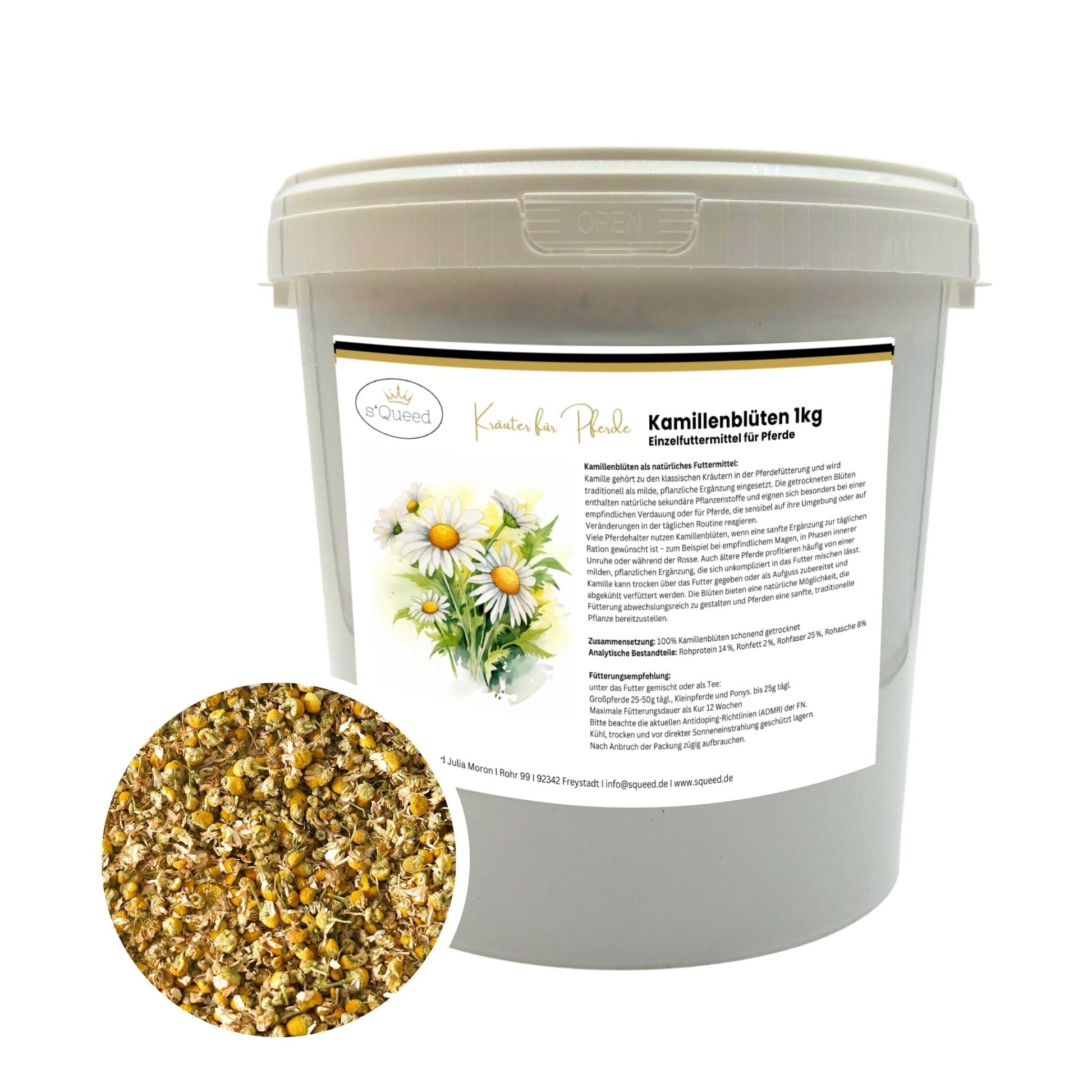 1kg Kamillenblüten ganze Blüte Sanfte Kräuterergänzung Pferd