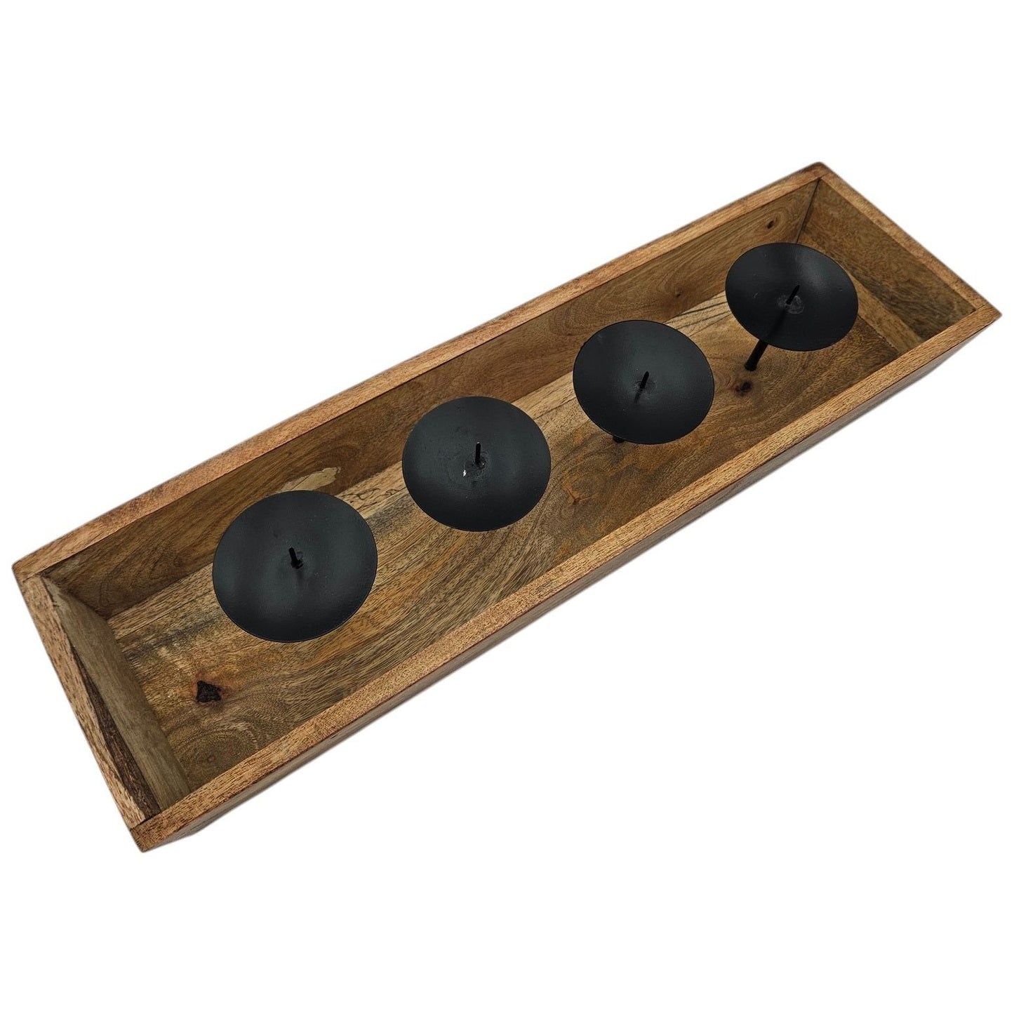 Moderner Kerzenhalter aus Mangoholz für 4 Kerzen 53 cm