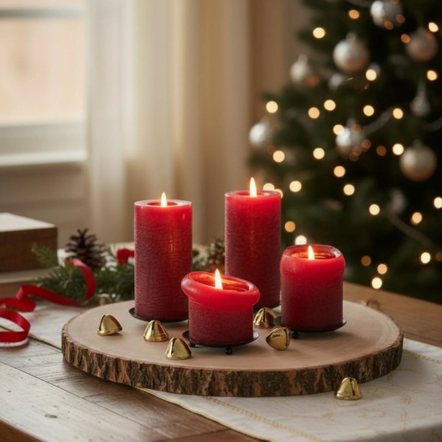 Schwarzes Kerzenteller Set 4 Stück Metall Stumpenkerzen