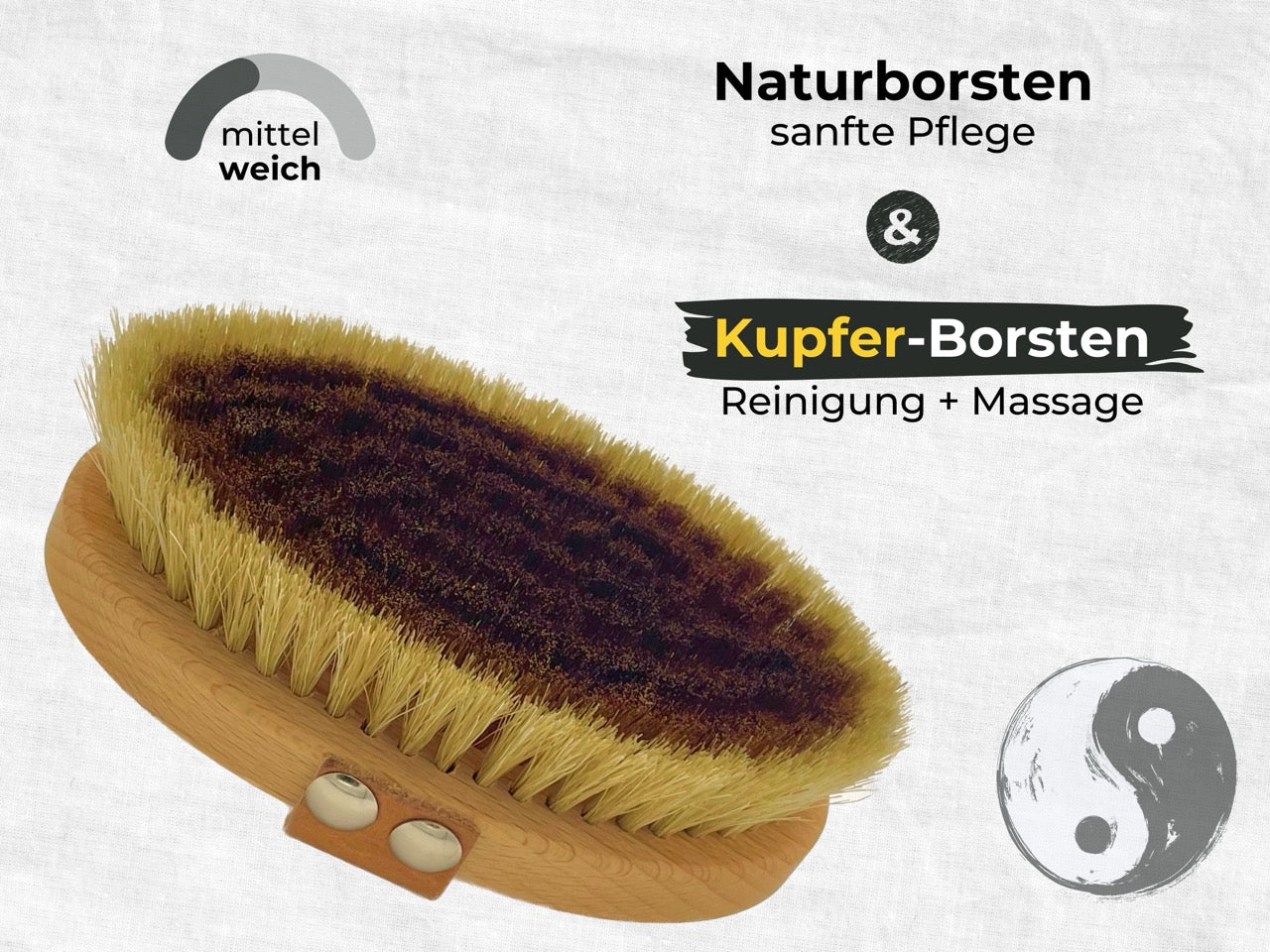 Kupfer Trockenbürste für vitalisierte und glatte Haut