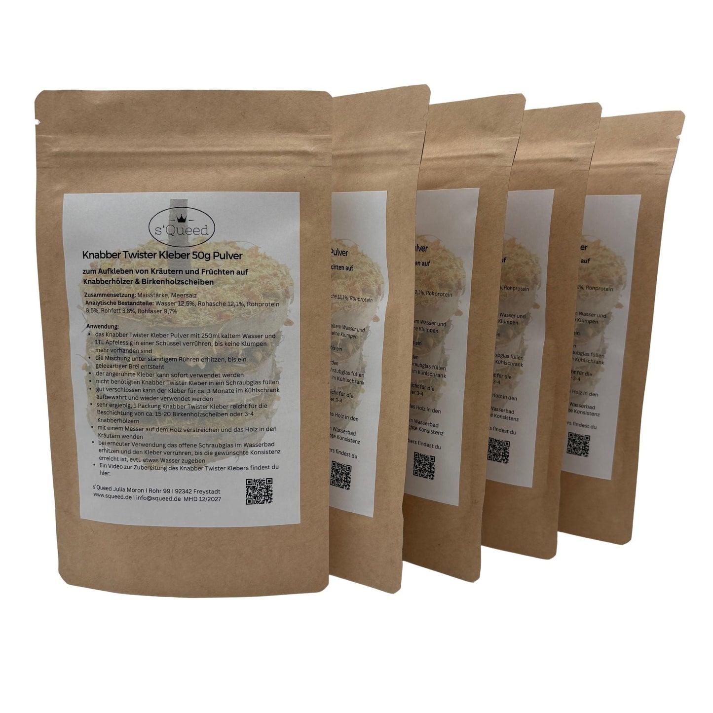 Knabber Twister Kleber 50g zur Beschichtung von Knabber Twister Holzscheiben und Birkenhölzern