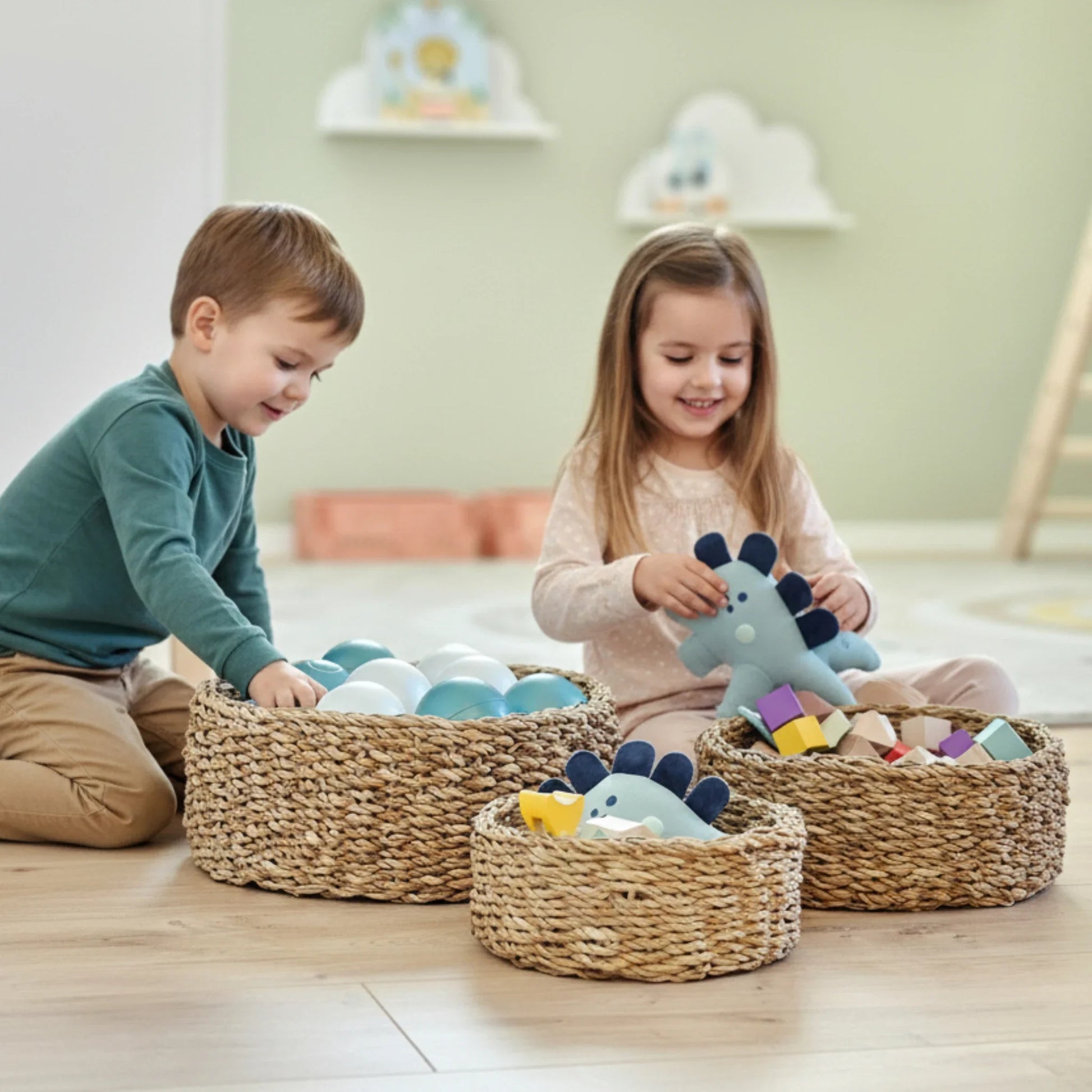 3 Körbe runder Korb Seegras Aufbewahrungskorb Dekokorb natur braun rund Körbche-Miamonda