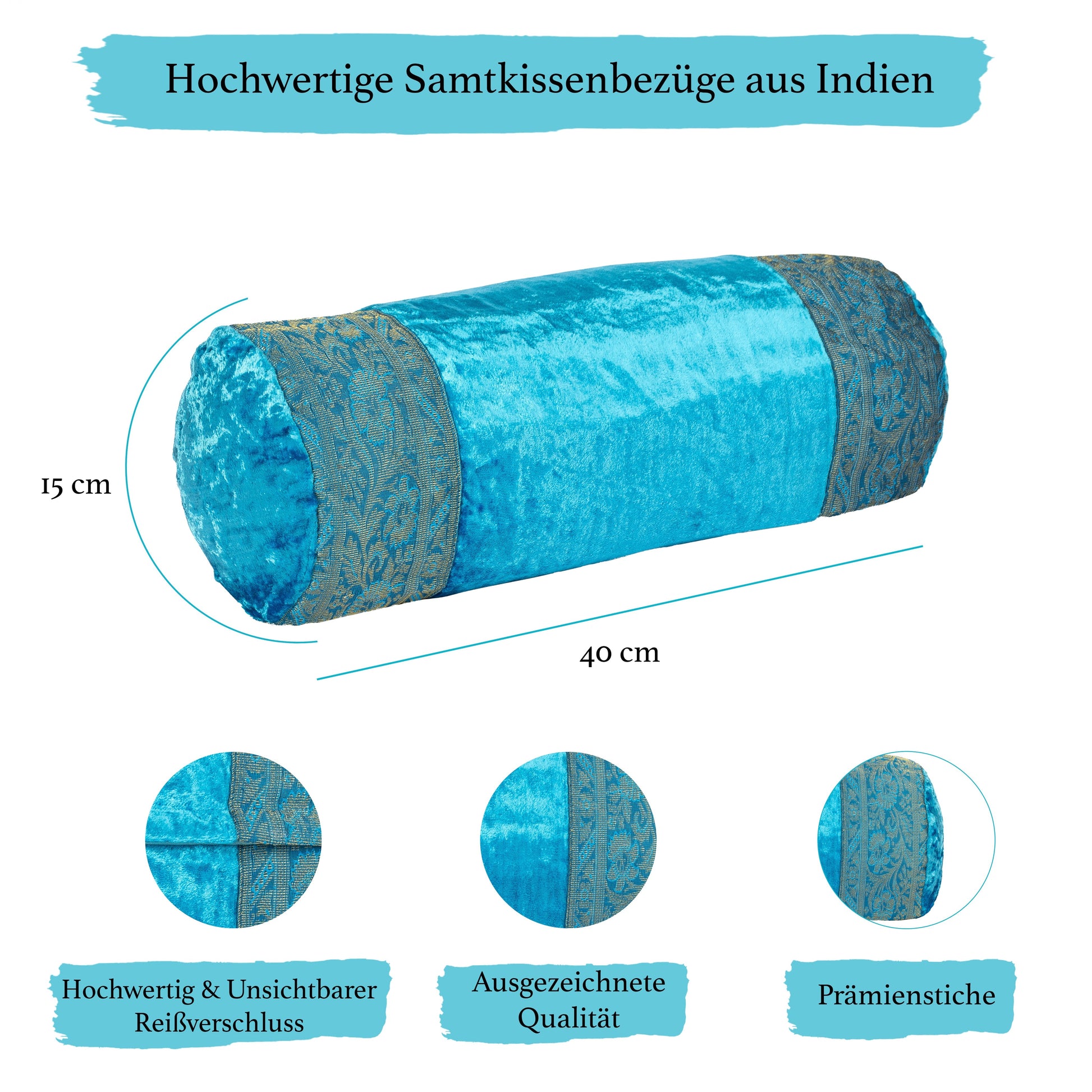 Orientalischer Kissenbezug 30x50 aus Brokat Samt und Baumwolle-Aga's Own
